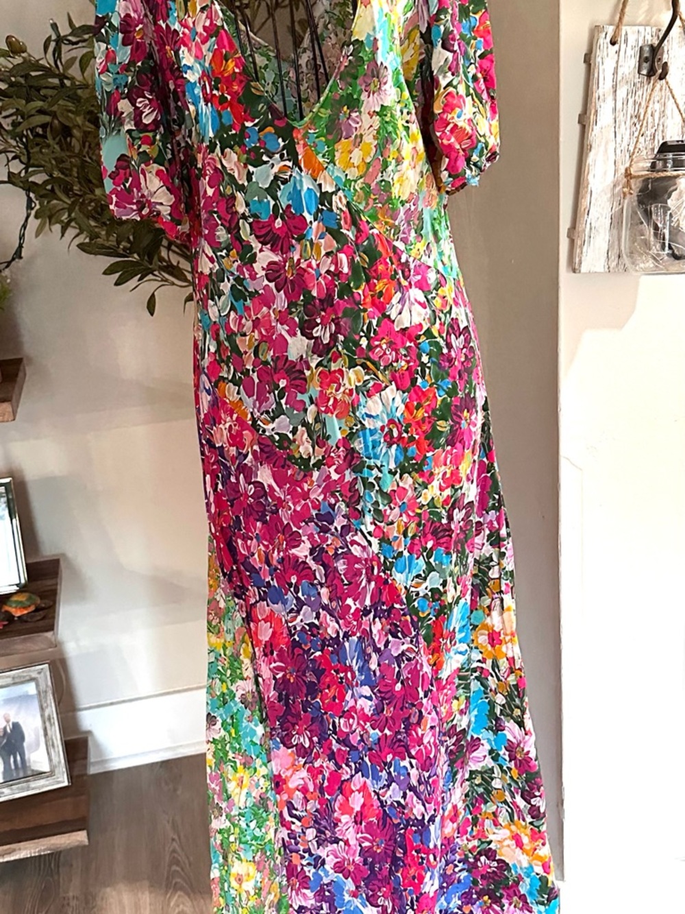 Anthropologie Floral Maxi Dress in Pink, Green, Blue - Picture 8 of 8